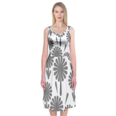 Zappwaits Flowers Black Midi Sleeveless Dress by zappwaits