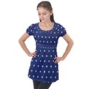 Navy Polka Dot Puff Sleeve Tunic Top View1