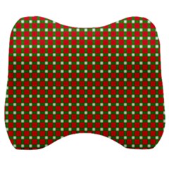 Lumberjack Plaid Buffalo Plaid Green Red Velour Head Support Cushion by Mariart