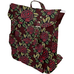 Roses Red Buckle Up Backpack by WensdaiAmbrose