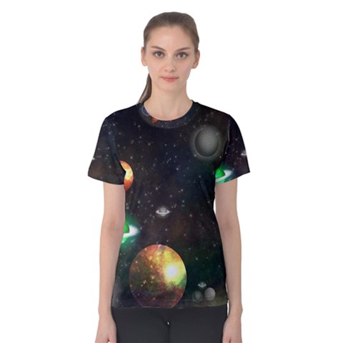 Galactic Women s Cotton Tee by WensdaiAmbrose