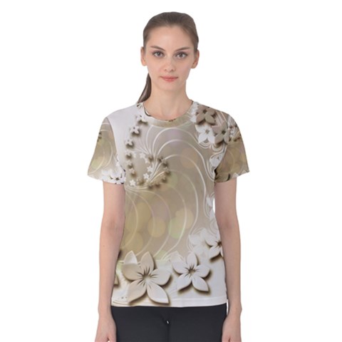 Flora Flowers Background Leaf Women s Cotton Tee by Mariart