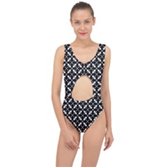 Black And White Fantasy Center Cut Out Swimsuit by retrotoomoderndesigns