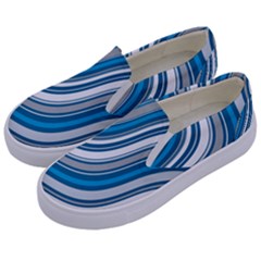 Blue Wave Surges On Kids  Canvas Slip Ons by WensdaiAmbrose