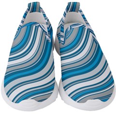 Blue Wave Surges On Kids  Slip On Sneakers by WensdaiAmbrose