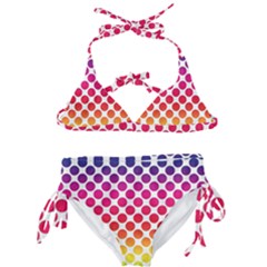 Rainbow Polka Dots Kids  Classic Bikini Set by retrotoomoderndesigns