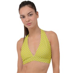 Yellow Polka Dot Halter Plunge Bikini Top by retrotoomoderndesigns