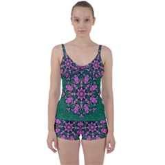 The Most Uniqe Flower Star In Ornate Glitter Tie Front Two Piece Tankini by pepitasart