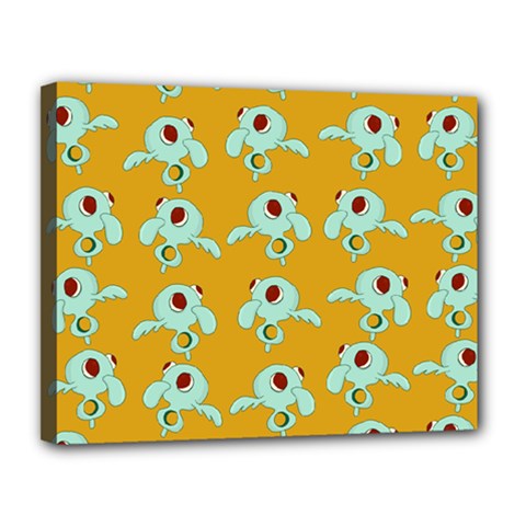 Squidward In Repose Pattern Canvas 14  X 11  (stretched) by Valentinaart