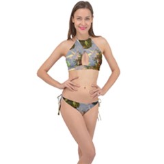 Koi Fish Pond Cross Front Halter Bikini Set by StarvingArtisan