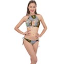 Koi Fish Pond Cross Front Halter Bikini Set View1