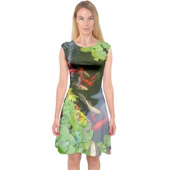 Koi Fish Pond Capsleeve Midi Dress by StarvingArtisan