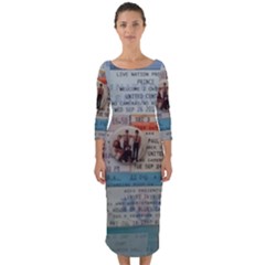 Concert Memorabilia  Quarter Sleeve Midi Bodycon Dress by StarvingArtisan