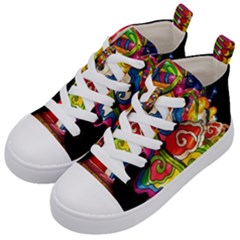 Dragon Lights Centerpiece Kids  Mid-top Canvas Sneakers by Riverwoman