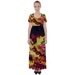 Dragon Lights Ki Rin High Waist Short Sleeve Maxi Dress by Riverwoman