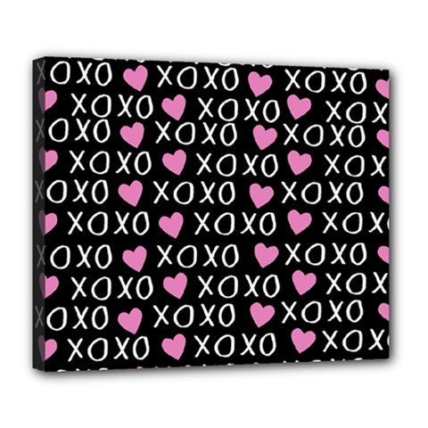 Xo Valentines Day Pattern Deluxe Canvas 24  X 20  (stretched) by Valentinaart