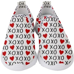 Xo Valentines Day Pattern Kids  Slip On Sneakers by Valentinaart