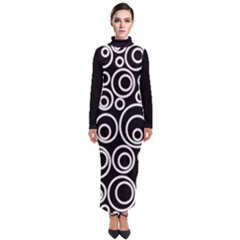 Abstract White On Black Circles Design Turtleneck Maxi Dress by LoolyElzayat