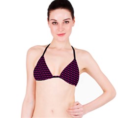 Pink Black Polka Dots Bikini Top by retrotoomoderndesigns