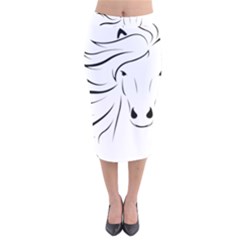 Animal Equine Face Horse Velvet Midi Pencil Skirt by Wegoenart