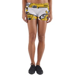 Cartoon Space Racer Galaxy Science Yoga Shorts by Wegoenart
