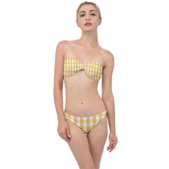 Gingham Duo Orange On Yellow Classic Bandeau Bikini Set by retrotoomoderndesigns