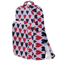 Red & White Hearts- Lilac Blue Double Compartment Backpack by WensdaiAmbrose