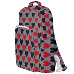 Red & Black Hearts - Grey Double Compartment Backpack by WensdaiAmbrose