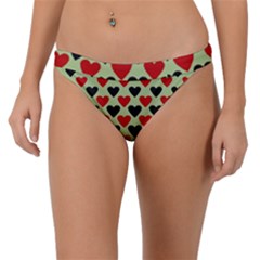 Red & Black Hearts - Olive Band Bikini Bottom by WensdaiAmbrose