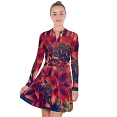 Red Lillies Bloom Flower Plant Long Sleeve Panel Dress by Pakrebo