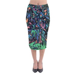 Tree Forest Abstract Forrest Velvet Midi Pencil Skirt by Pakrebo