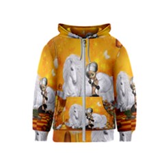 Wonderful Unicorn With Fairy Kids  Zipper Hoodie by FantasyWorld7