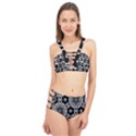 Black White Abstract Flower Cage Up Bikini Set View1