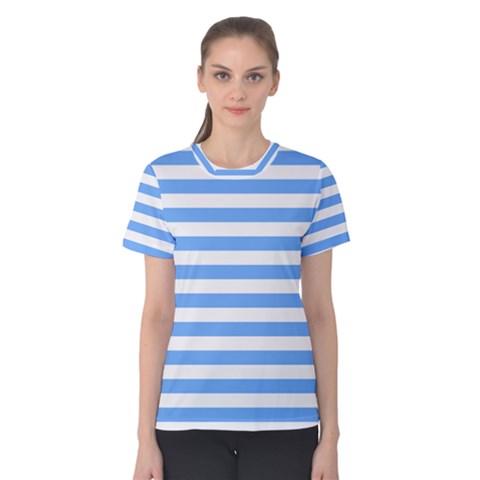 Blue Stripes Women s Cotton Tee by snowwhitegirl