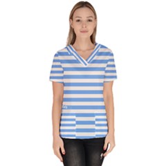 Blue Stripes Women s V-neck Scrub Top by snowwhitegirl