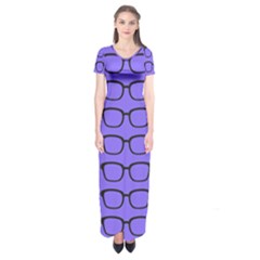 Nerdy Glasses Purple Short Sleeve Maxi Dress by snowwhitegirl