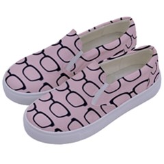 Nerdy Glasses Pink Kids  Canvas Slip Ons by snowwhitegirl