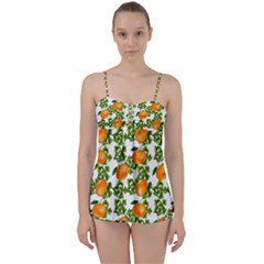 Citrus Tropical Orange White Babydoll Tankini Set by snowwhitegirl