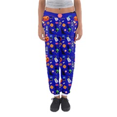 Halloween Treats Pattern Blue Women s Jogger Sweatpants by snowwhitegirl