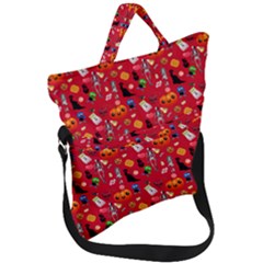 Halloween Treats Pattern Red Fold Over Handle Tote Bag by snowwhitegirl