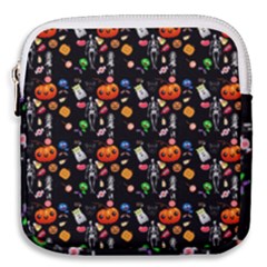 Halloween Treats Pattern Black Mini Square Pouch by snowwhitegirl