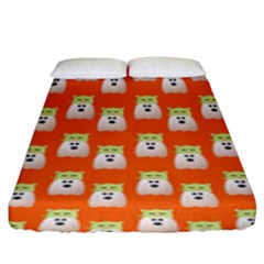 Ghost Pet Orange Fitted Sheet (king Size) by snowwhitegirl