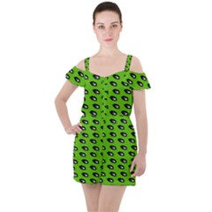 Eyes Green Ruffle Cut Out Chiffon Playsuit by snowwhitegirl