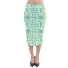 Ornamental Green Velvet Midi Pencil Skirt by snowwhitegirl