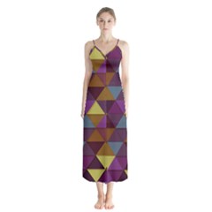 Fall Geometric Pattern Button Up Chiffon Maxi Dress by snowwhitegirl