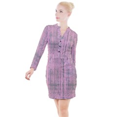 Old Pink Wood Wall Button Long Sleeve Dress by snowwhitegirl