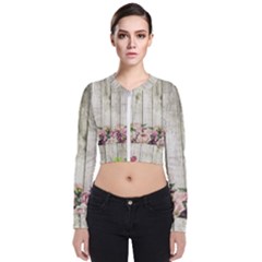 Floral Wood Wall Long Sleeve Zip Up Bomber Jacket by snowwhitegirl