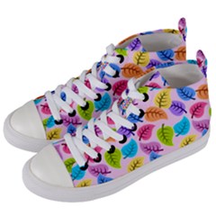 Colorful Leaves Women s Mid-top Canvas Sneakers by snowwhitegirl