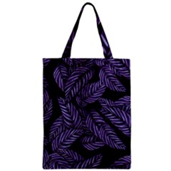 Tropical Leaves Purple Zipper Classic Tote Bag by snowwhitegirl