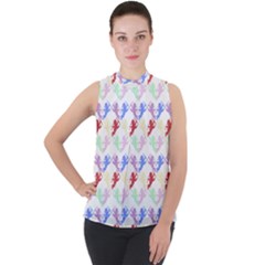 Colorful Cherubs White Mock Neck Chiffon Sleeveless Top by snowwhitegirl